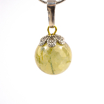 Prehnite Doğal Taş Metal Kolye - Görsel 2