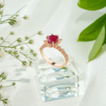 Yakut Doğal Taş Gümüş Rose Bayan Yüzük (1ct)