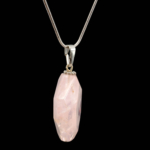 Pembe Kuvars Doğal Taş Metal Kolye - Görsel 3