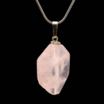 Pembe Kuvars Doğal Taş Metal Kolye - Görsel 4