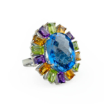 Blue Topaz Ametist-Zebercet ve Sitrin Doğal Taş Gümüş Bayan Yüzük - Görsel 2