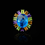 Blue Topaz Ametist-Zebercet ve Sitrin Doğal Taş Gümüş Bayan Yüzük - Görsel 5