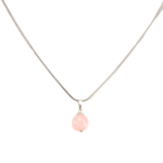 Pembe Kuvars Doğal Taş Metal Kolye (Küçük)