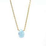 Blue Topaz Doğal Taş Drop Model Gold Gümüş Kolye - Görsel 2