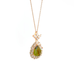 Moldavit Doğal Taş Gümüş Rose Bayan Kolye (6ct) - Görsel 2