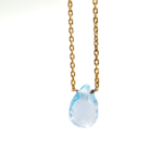 Blue Topaz Doğal Taş Drop Model Gold Gümüş Kolye - Görsel 3