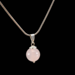 Pembe Kuvars Doğal Taş Metal Kolye (Küçük) - Görsel 3