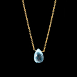 Blue Topaz Doğal Taş Drop Model Gold Gümüş Kolye - Görsel 4