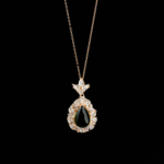 Moldavit Doğal Taş Gümüş Rose Bayan Kolye (6ct) - Görsel 4