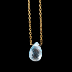 Blue Topaz Doğal Taş Drop Model Gold Gümüş Kolye - Görsel 5
