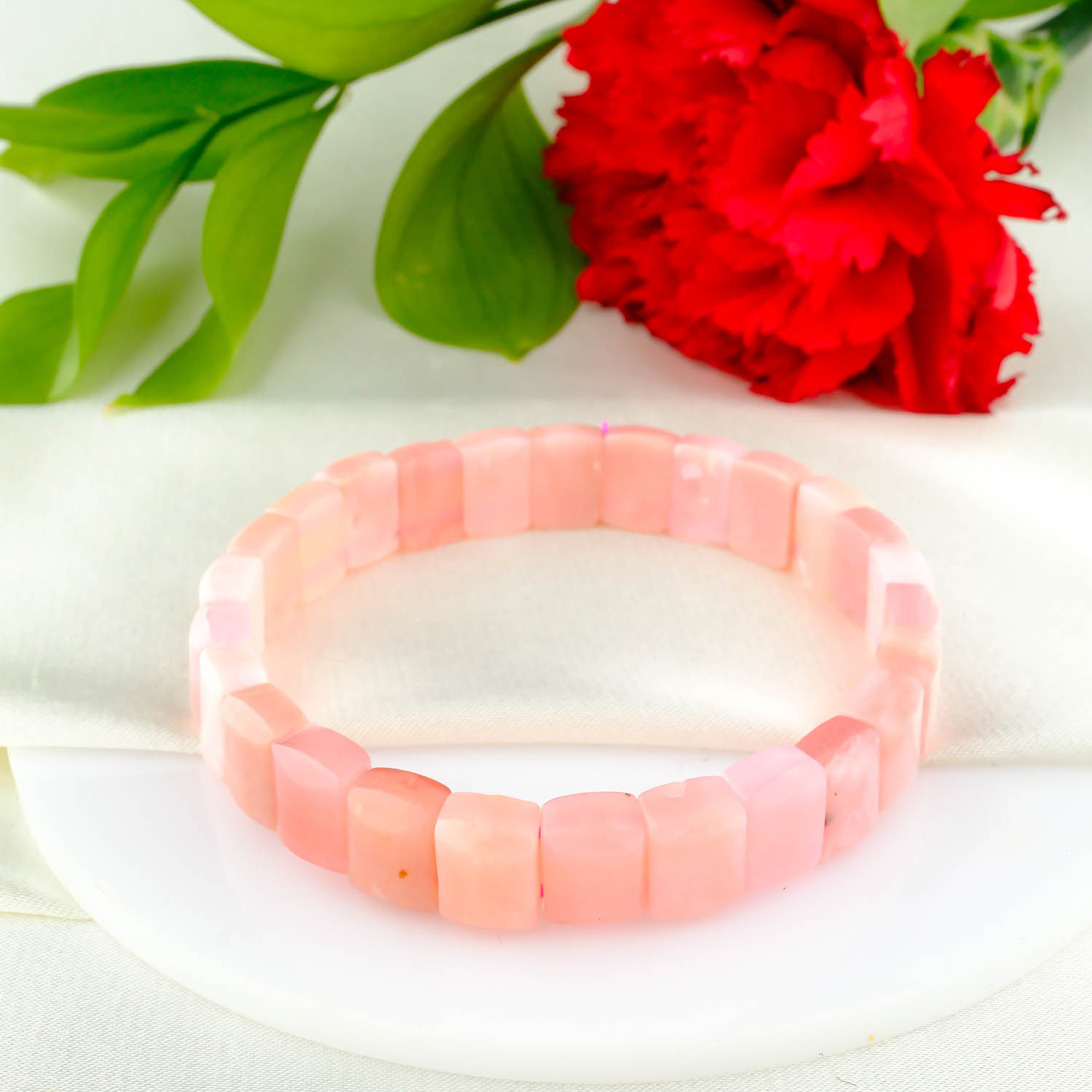 25-0-1-2.jpg 5A Kalite Pembe Opal Taşı Rolex Bileklik - Görsel 1