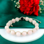 Pembe Kuvars Doğal Taş Örme Bileklik (8mm) - Görsel 2