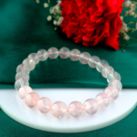 5A Kalite Madagaskar Pembe Kuvars Doğal Taş Bileklik (9-10mm) - Görsel 2