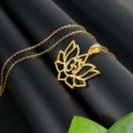 Reiki Om Sembollü Lotus Çiçeği Gold Gümüş Bayan Kolye