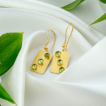Zebercet (Peridot) Doğal Taş Gümüş Gold Küpe