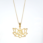 Reiki Om Sembollü Lotus Çiçeği Gold Gümüş Bayan Kolye - Görsel 2