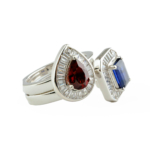 Safir Garnet (Lal) Doğal Taş Çiftli Gümüş Bayan Yüzük - Görsel 3
