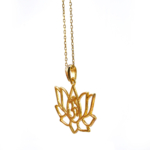 Reiki Om Sembollü Lotus Çiçeği Gold Gümüş Bayan Kolye - Görsel 3