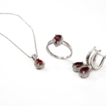 Lal (Garnet) Doğal Taş Gümüş Bayan Set - Görsel 3