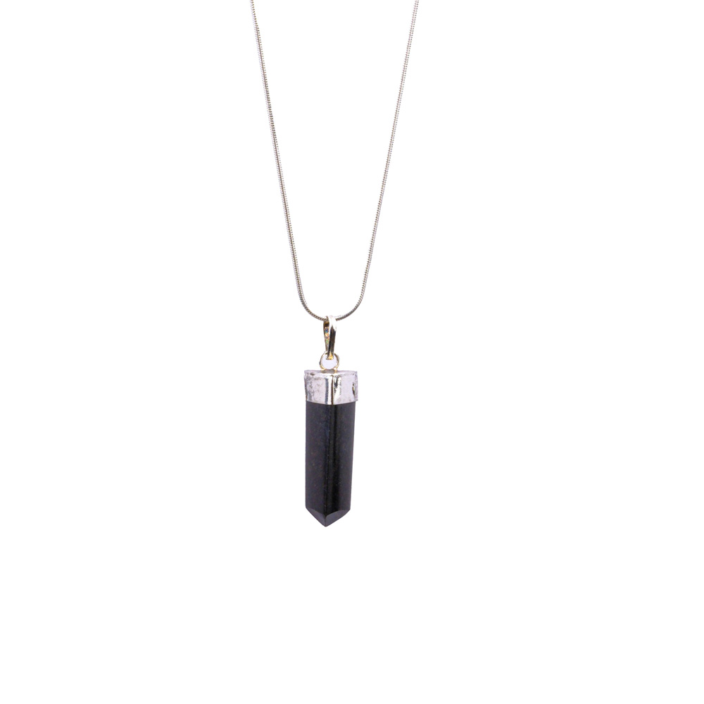 Shungite (Şungit) Doğal Taş Metal Kolye