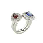 Safir Garnet (Lal) Doğal Taş Çiftli Gümüş Bayan Yüzük - Görsel 4