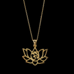 Reiki Om Sembollü Lotus Çiçeği Gold Gümüş Bayan Kolye - Görsel 4