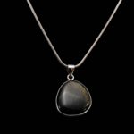 Obsidyen Doğal Taş Metal Kolye - Görsel 4