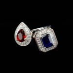Safir Garnet (Lal) Doğal Taş Çiftli Gümüş Bayan Yüzük - Görsel 5