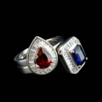 Safir Garnet (Lal) Doğal Taş Çiftli Gümüş Bayan Yüzük - Görsel 6