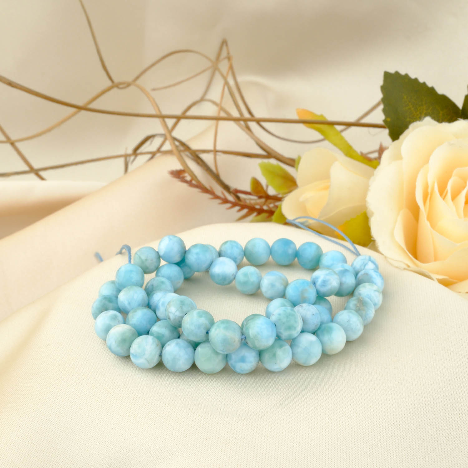 43-0-4.jpg AAAA Kalite Larimar Doğal Taş Dizi (7-8mm) - Görsel 1