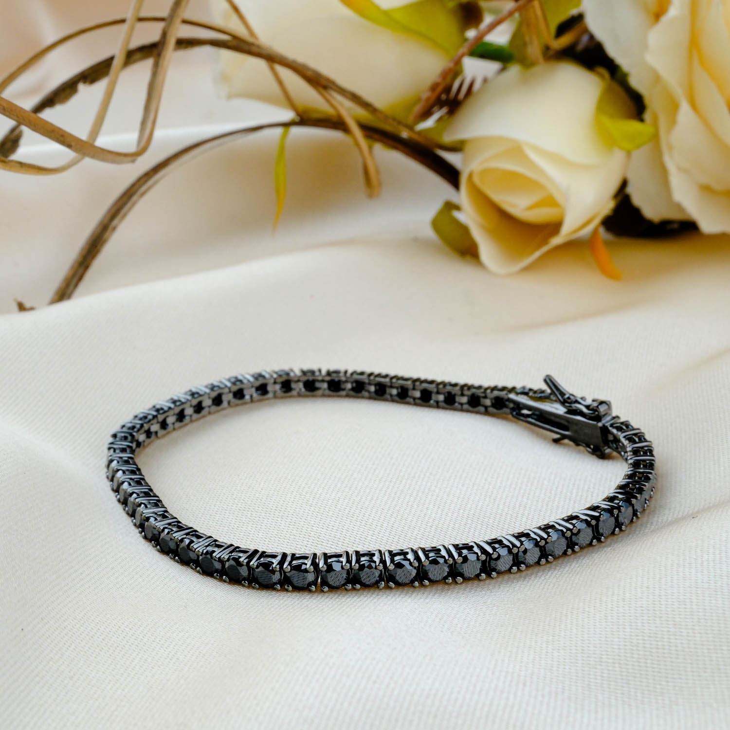 5-0 Su Yolu Onix Taşı Unisex Gümüş Bileklik (3mm) - Görsel 1