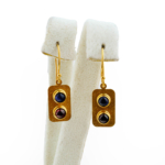 Safir Garnet (Lal) Doğal Taş Gümüş Gold Küpe - Görsel 2