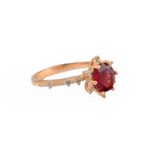 Lal (Garnet) Doğal Taş Gümüş Rose Bayan Yüzük (1ct) - Görsel 3