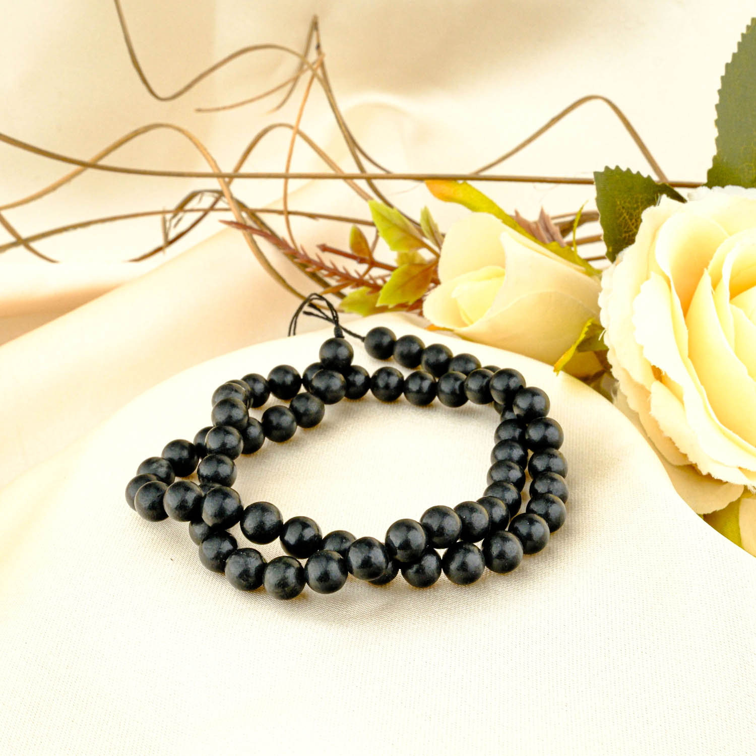 9-0-2-3.jpg AAAA Kalite Shungite (Şungit) Doğal Taş Dizi (6mm) - Görsel 1