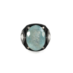 Akuamarin Doğal Taş Gümüş Erkek Yüzük (13.10ct) - Görsel 4