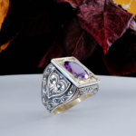 Ametist Doğal Taş Gümüş Erkek Yüzük (8.12 ct)