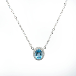 Blue Topaz Doğal Taş Gümüş Bayan Kolye - Görsel 2