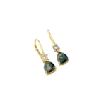 Moss Agate (Akik) Doğal Taş Gümüş Gold Bayan Küpe - Görsel 3