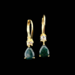 Moss Agate (Akik) Doğal Taş Gümüş Gold Bayan Küpe - Görsel 4