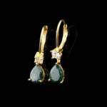 Moss Agate (Akik) Doğal Taş Gümüş Gold Bayan Küpe - Görsel 5