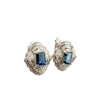 London Blue Topaz Doğal Taş Gümüş Küpe (6ct) - Görsel 3