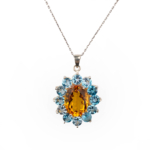 Sitrin Blue Topaz Doğal Taş Gümüş Bayan Kolye - Görsel 2