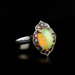 Opal Garnet Doğal Taş Gümüş Bayan Yüzük - Görsel 6