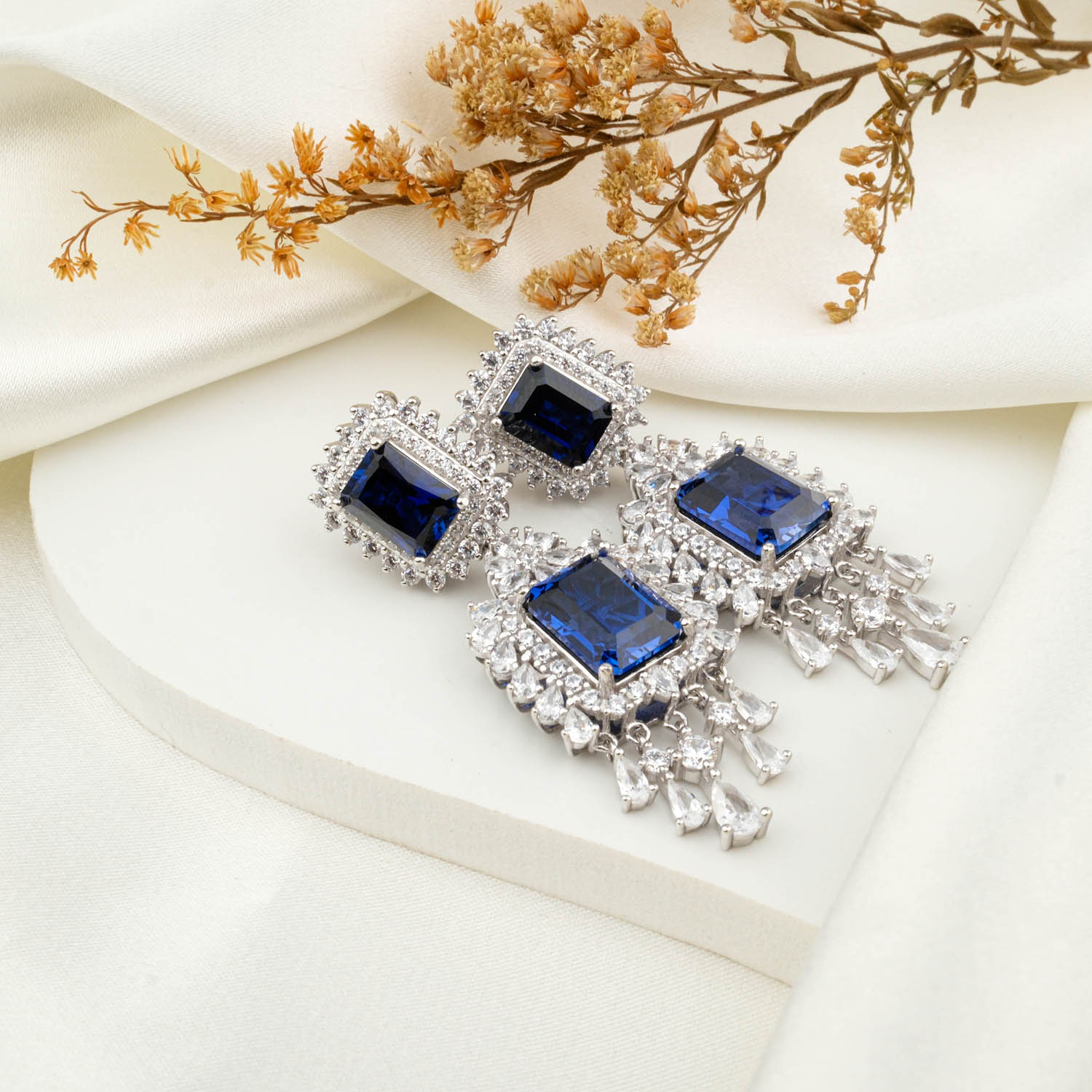 Orijinal-Safir-kupe6-0.jpg Safir Doğal Taş Gümüş Bayan Küpe (14ct) - Görsel 1