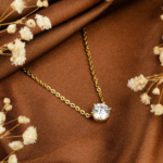 Orijinal Swarovski Taşlı Gümüş Gold Kolye