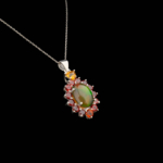 Siyah Opal Garnet ve Sitrin Doğal Taş Gümüş Bayan Kolye - Görsel 5