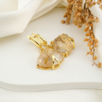 Özel Orijinal Altın Rutil Kuvars (Golden Healer) Taşı Gold Gümüş Küpe