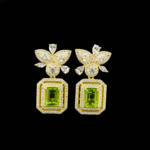 Özel Zebercet (Peridot) Doğal Taş Gümüş Gold Küpe - Görsel 4