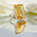 Sitrin Doğal Taş Gümüş Bayan Yüzük (18 ct)