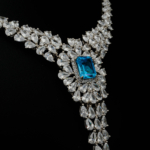 Blue Topaz ve Swarovski Süslemeli Doğal Taş Gümüş Bayan Kolye (8ct) - Görsel 6
